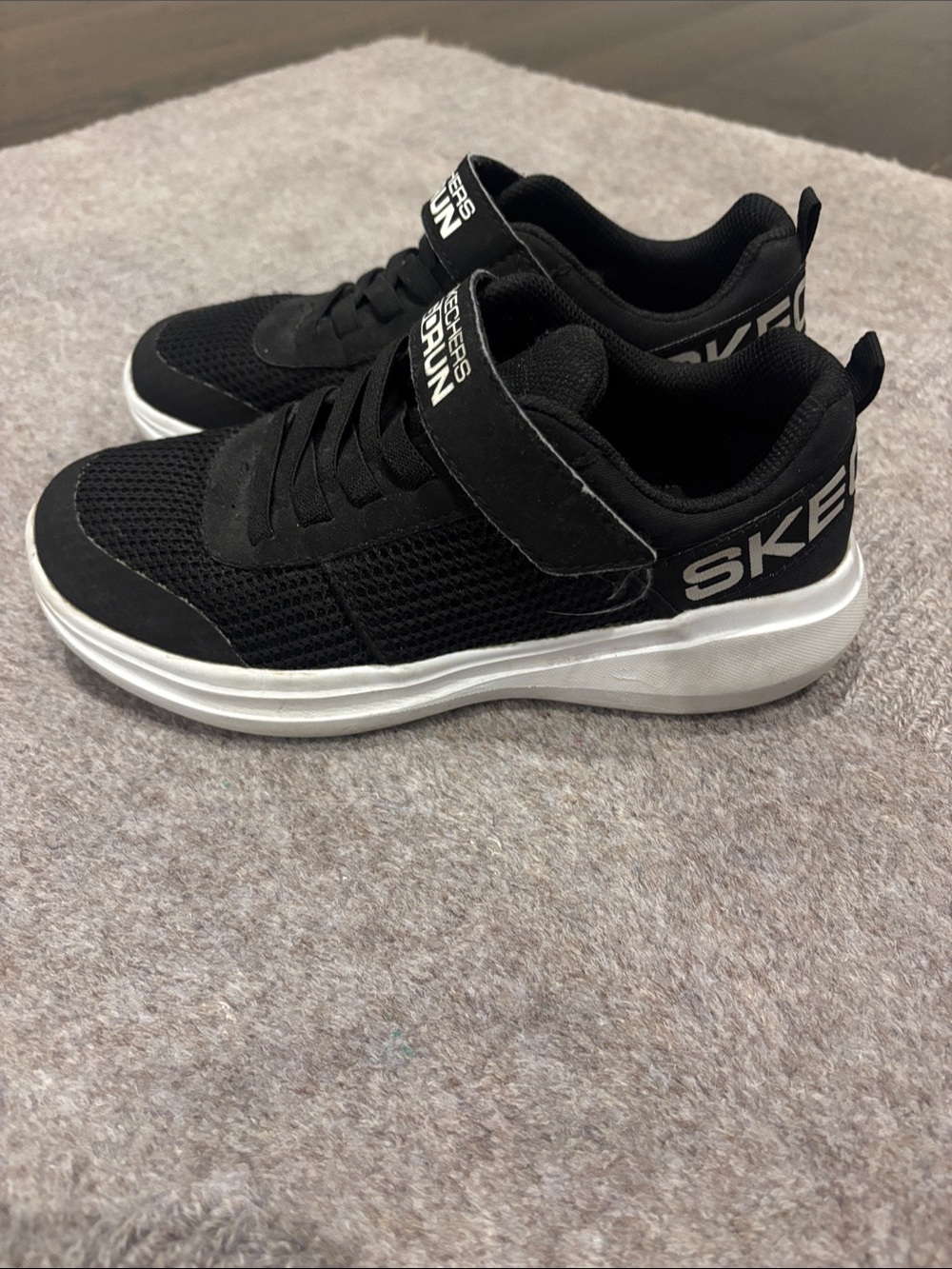 Skechers Kids Black and White Mesh Slip-On Sneakers